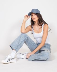 Denim Cap | Light Denim sold by Brunette The Label