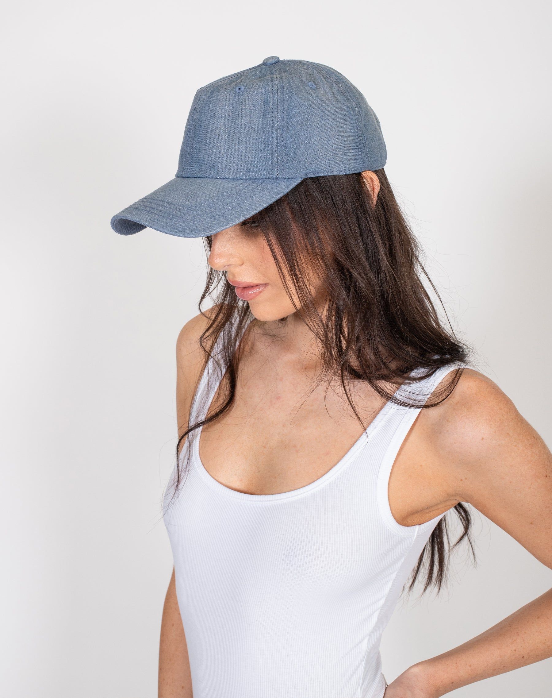 Denim Cap | Light Denim sold by Brunette The Label product image thumbnail 2
