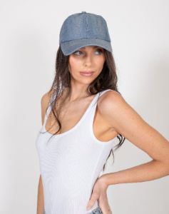 Denim Cap | Light Denim sold by Brunette The Label