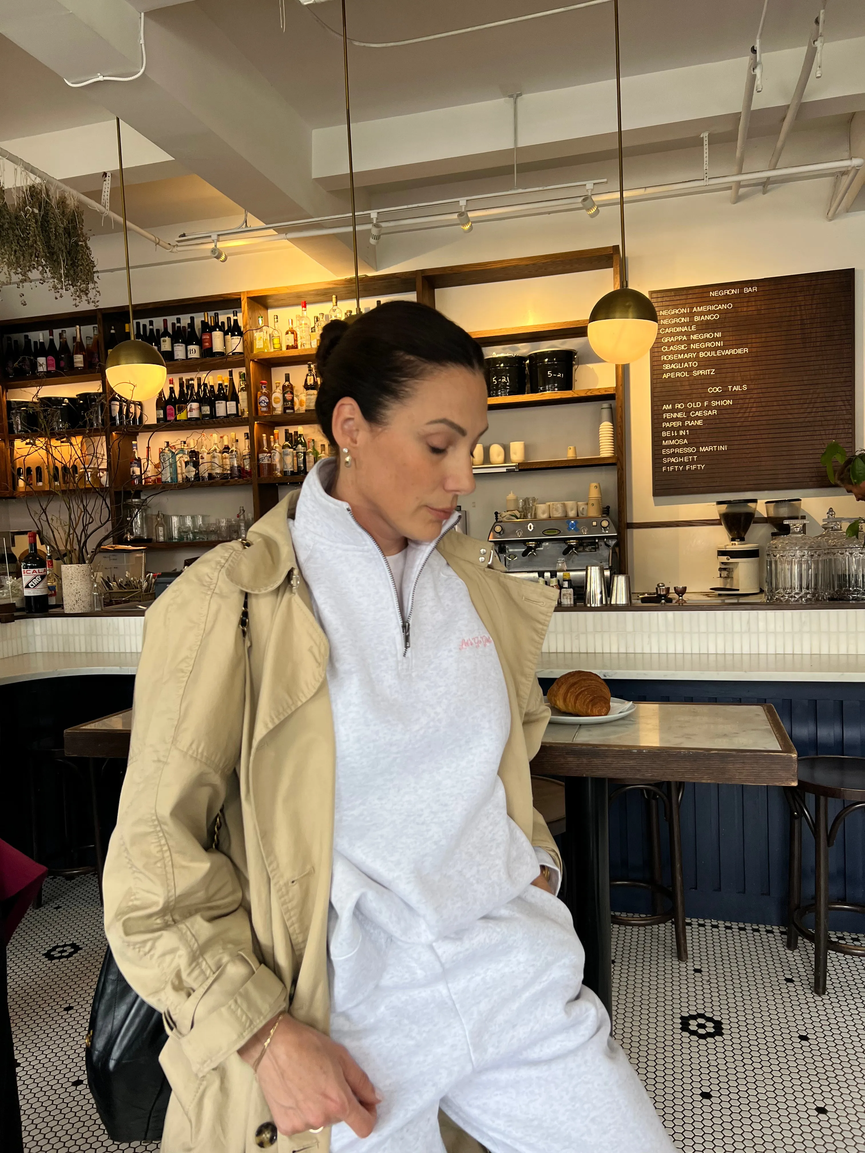 "Let's Go Girls" Not Your Boyfriend's Half-Zip Sweatshirt | Pebble Grey sold by Brunette The Label product image thumbnail 3