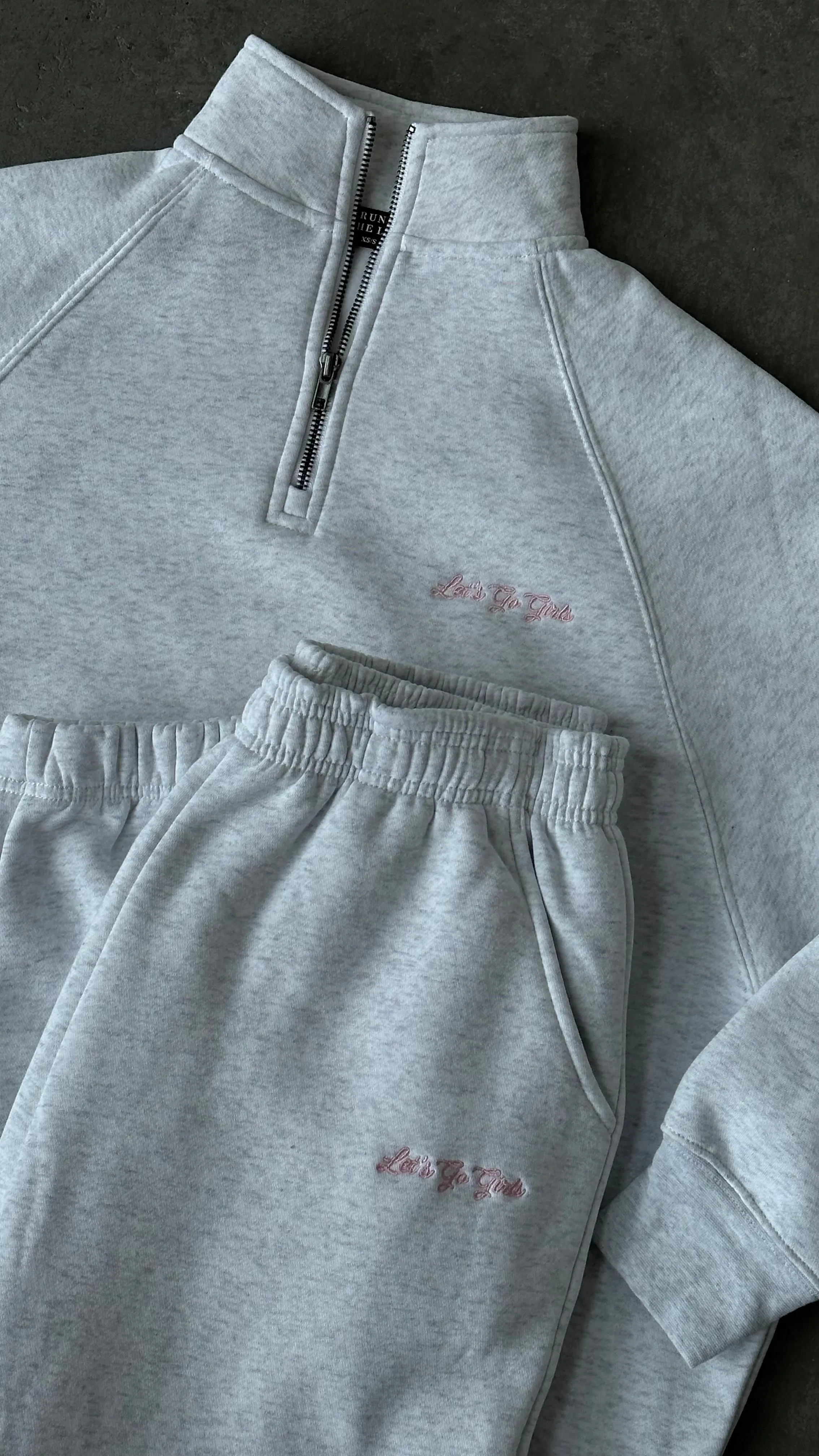 "Let's Go Girls" Not Your Boyfriend's Half-Zip Sweatshirt | Pebble Grey sold by Brunette The Label product image thumbnail 4