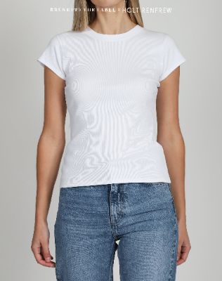 The Ribbed Fitted Tee in White | Holt Renfrew Pop Up sold by Brunette The Label