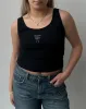 The Embroidered Cowgirl Ribbed Tank | Black sold by Brunette The Label