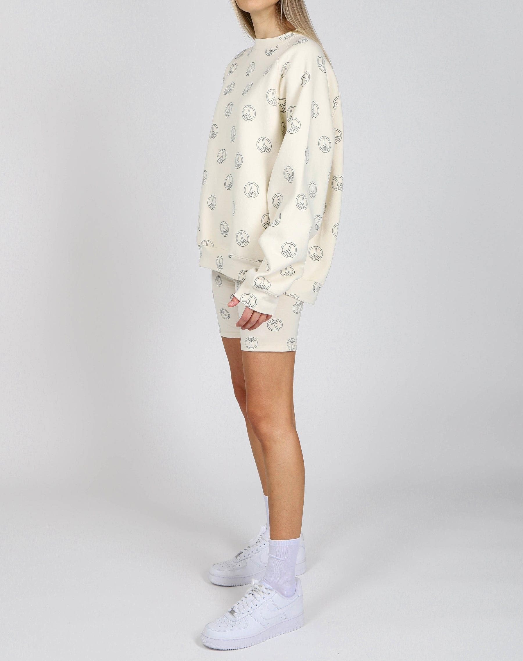 The "PEACE SIGN" Not Your Boyfriend's Crew Neck Sweatshirt | Almond Milk sold by Brunette The Label product image thumbnail 4