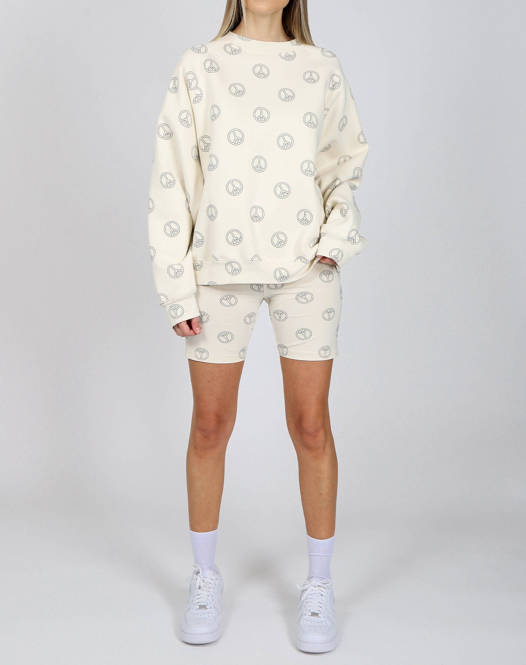 The "PEACE SIGN" Not Your Boyfriend's Crew Neck Sweatshirt | Almond Milk sold by Brunette The Label product image thumbnail 3