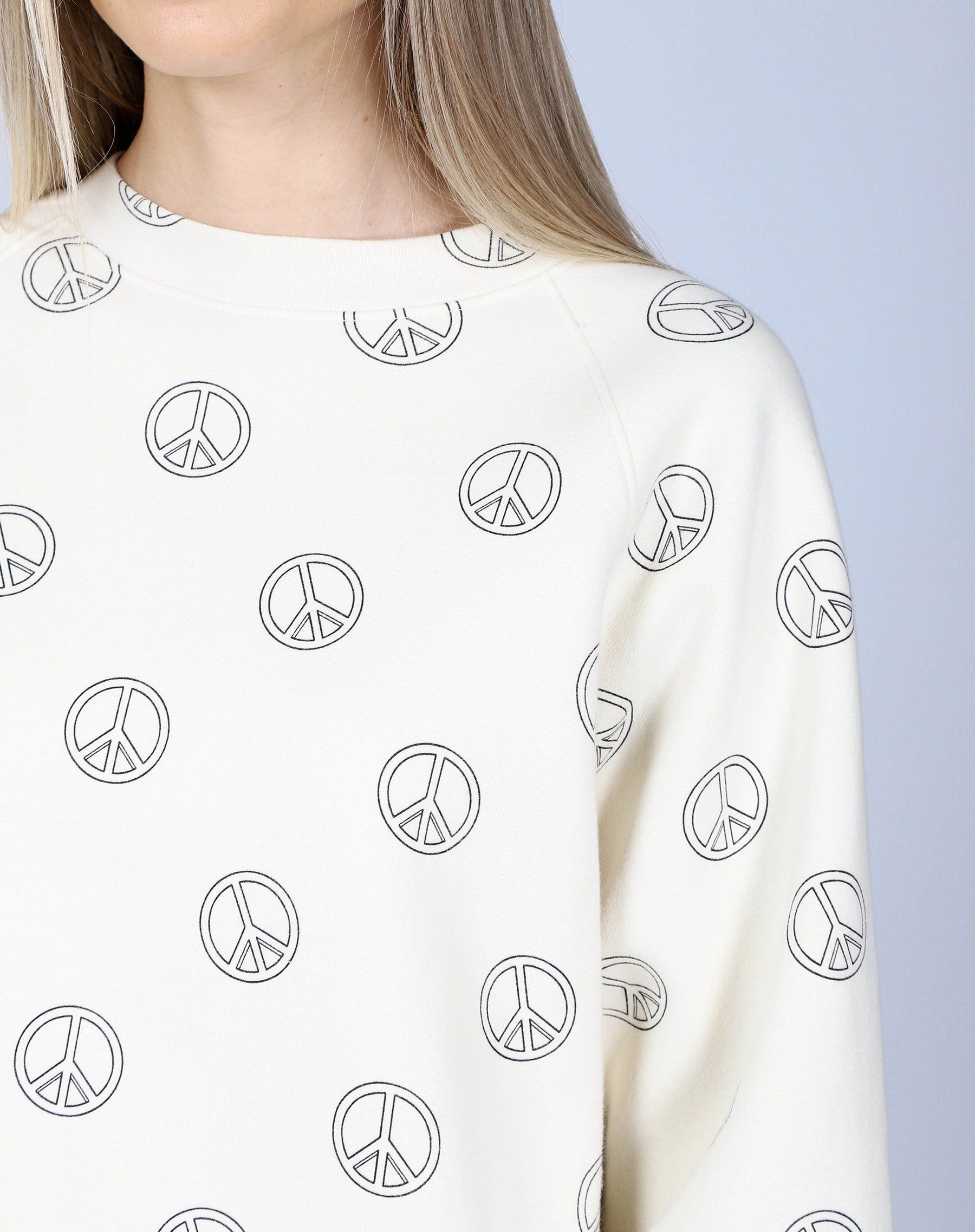 The "PEACE SIGN" Not Your Boyfriend's Crew Neck Sweatshirt | Almond Milk sold by Brunette The Label product image thumbnail 2