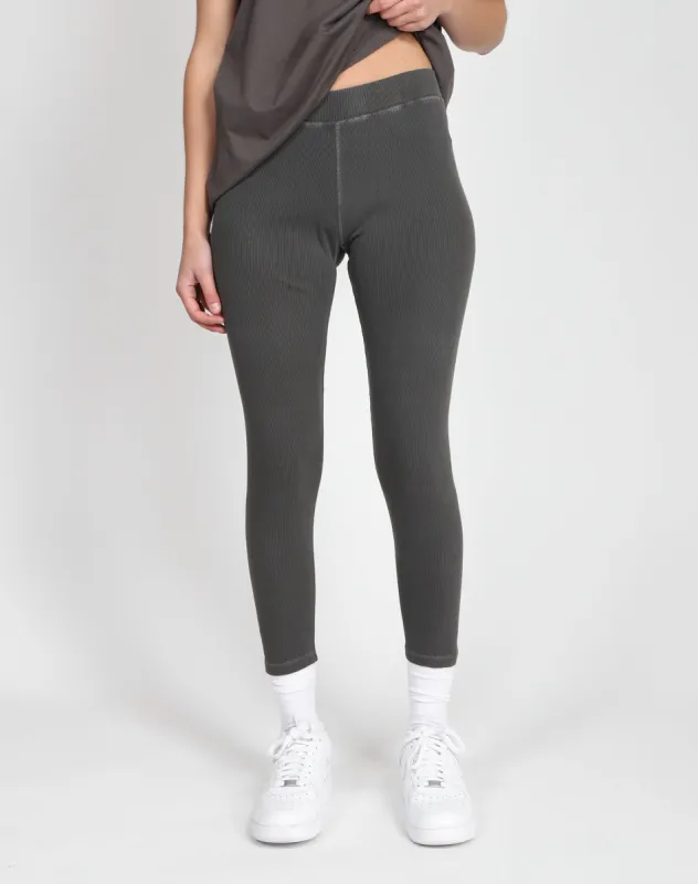 The Ribbed Leggings | Washed Grey sold by Brunette The Label