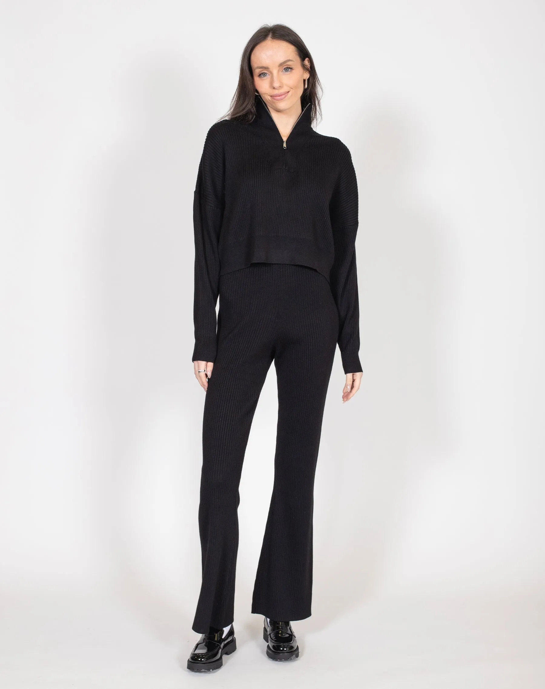 The Ribbed Knit Half-Zip Sweater | Black sold by Brunette The Label product image thumbnail 2