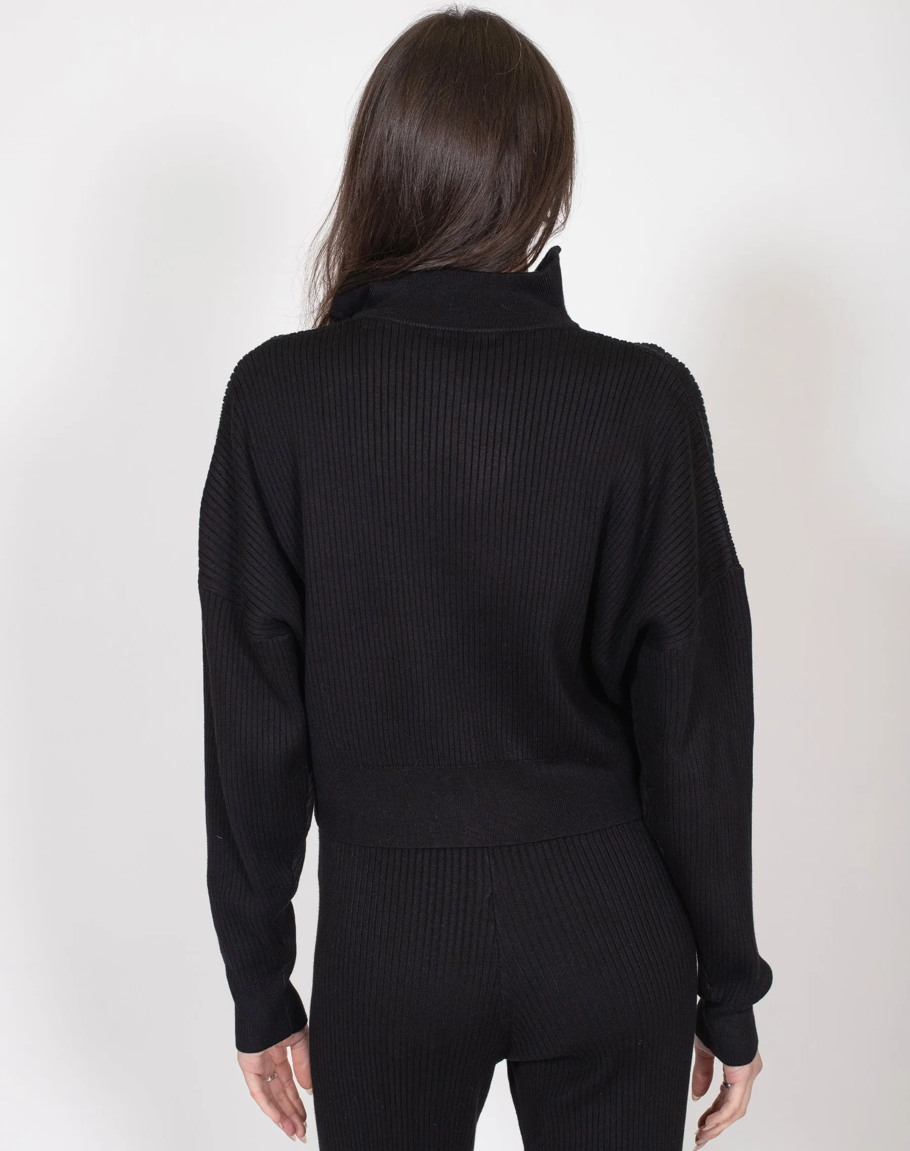 The Ribbed Knit Half-Zip Sweater | Black sold by Brunette The Label product image thumbnail 5