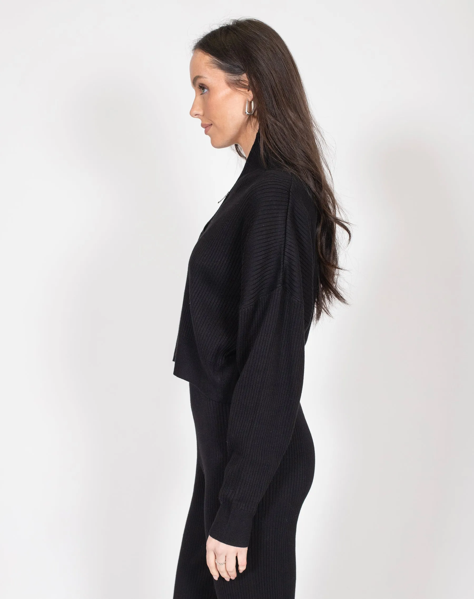 The Ribbed Knit Half-Zip Sweater | Black sold by Brunette The Label product image thumbnail 4