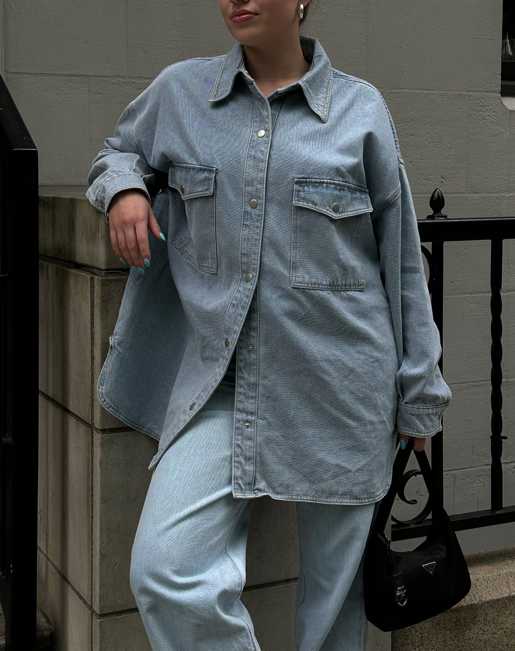 'Shania' Light Blue Denim Jacket | Holt Renfrew Pop Up sold by Brunette The Label product image thumbnail 2