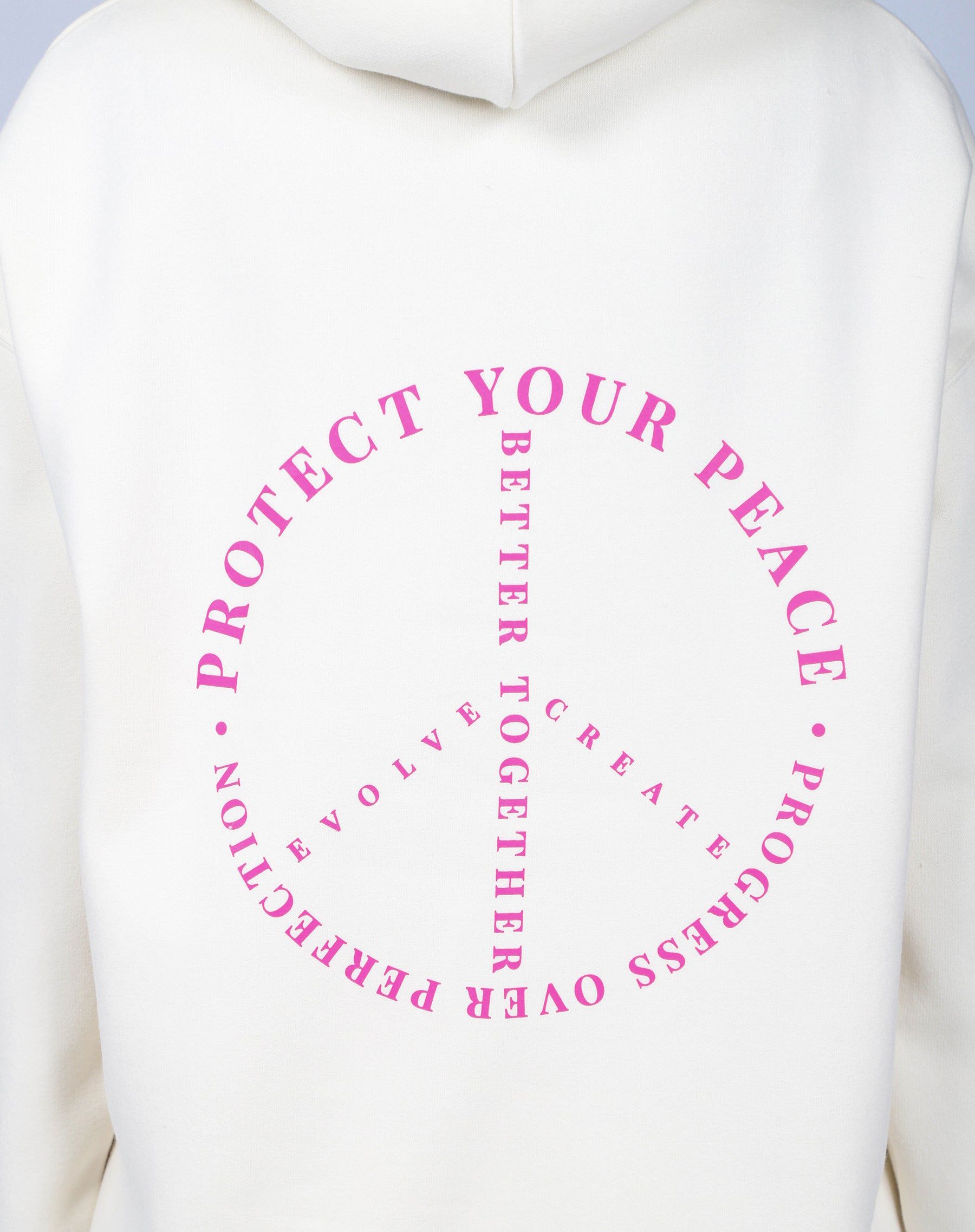 The "PROTECT YOUR PEACE" Big Sister Hoodie | Almond Milk & Fuchsia sold by Brunette The Label product image thumbnail 2