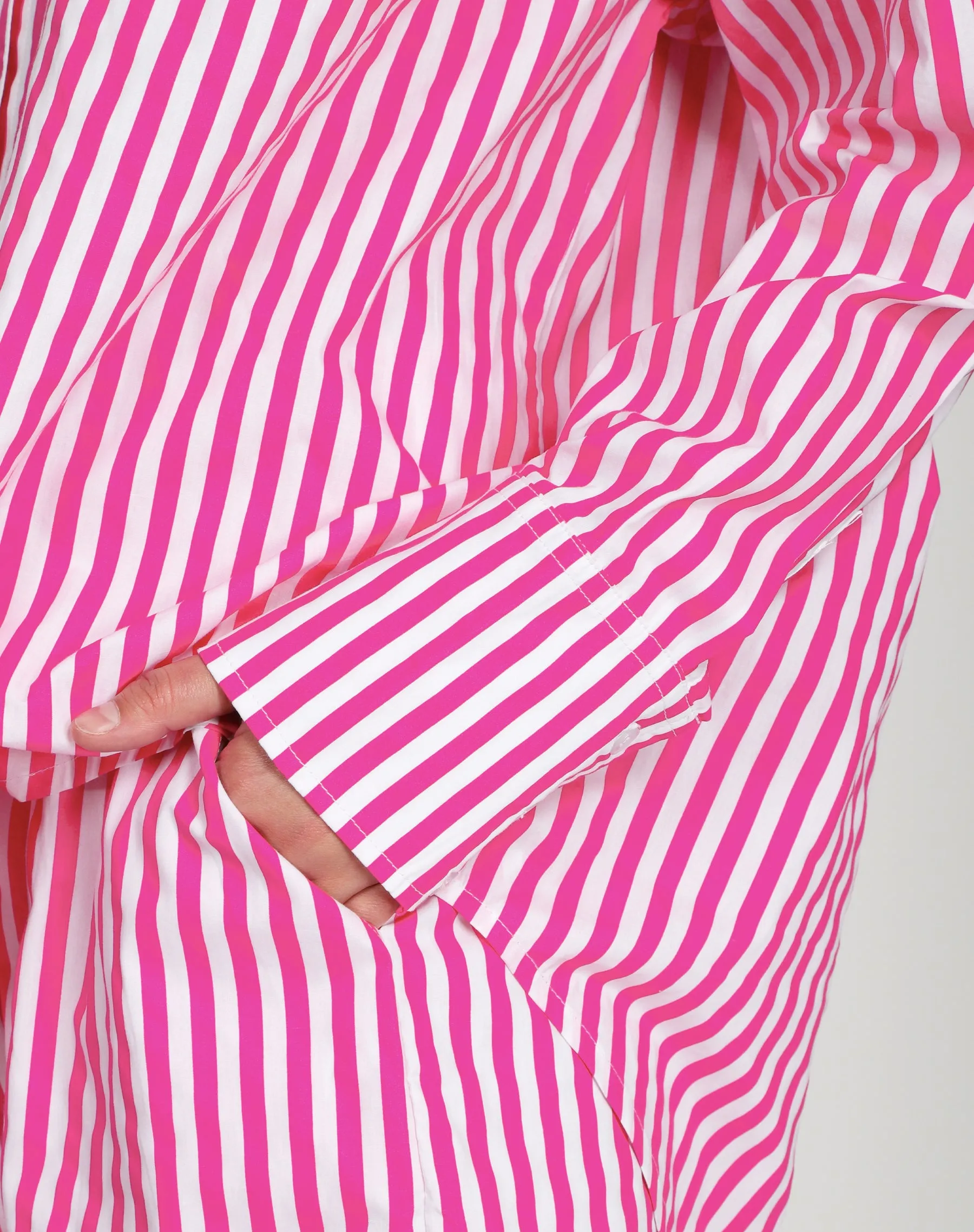 Striped Button Up Shirt | Fuchsia sold by Brunette The Label product image thumbnail 3