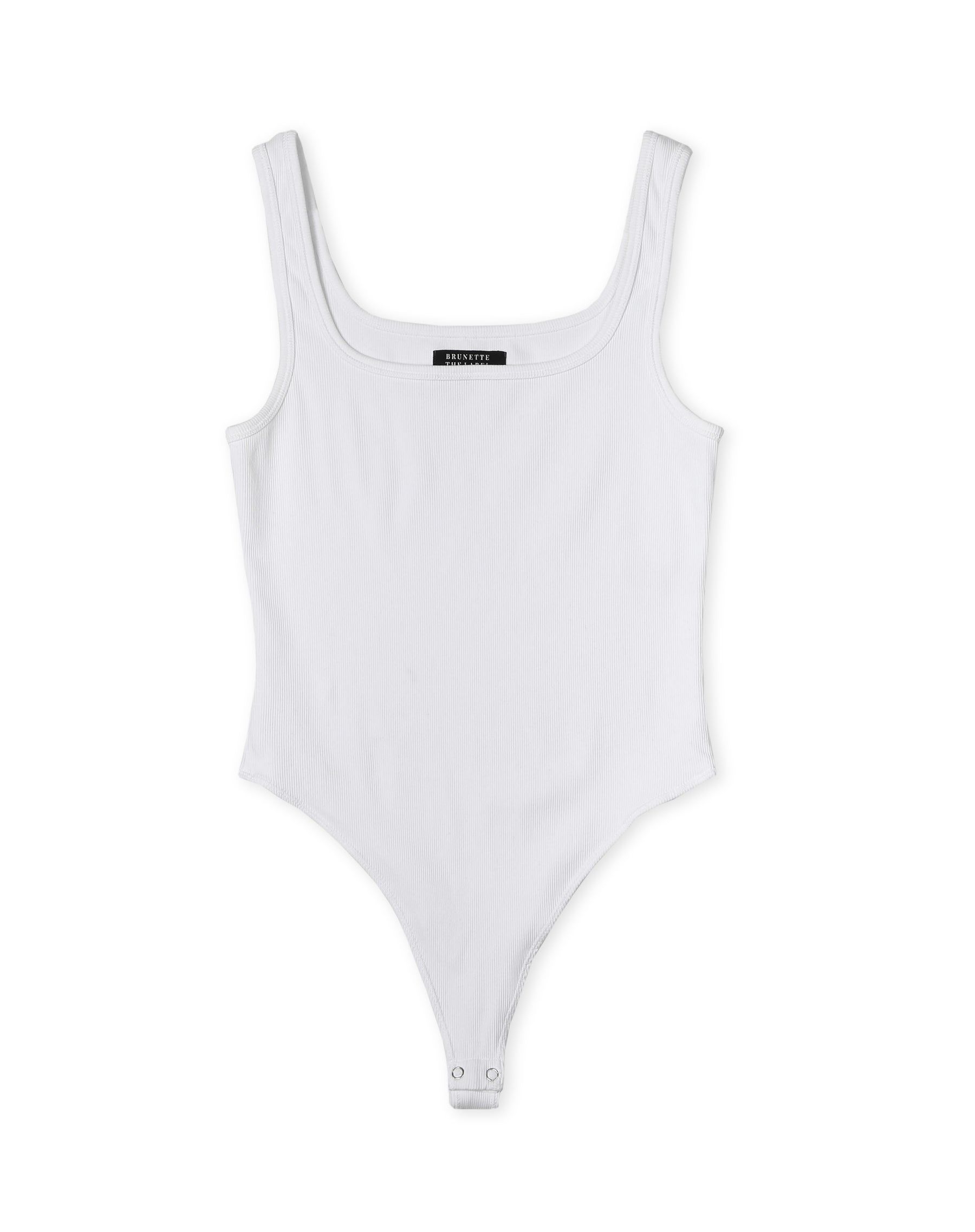 The Ribbed Bodysuit | White sold by Brunette The Label