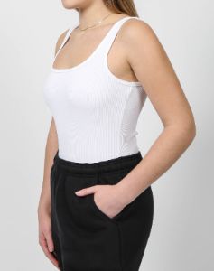 The Ribbed Bodysuit | White sold by Brunette The Label