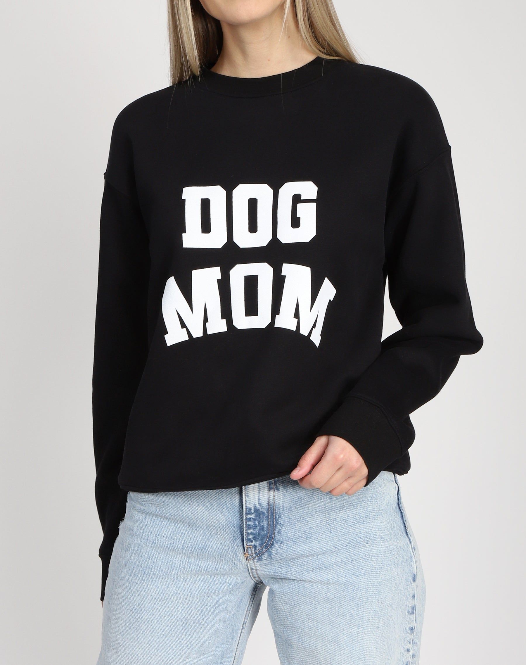 The "DOG MOM" Classic Crew Neck Sweatshirt | Black sold by Brunette The Label