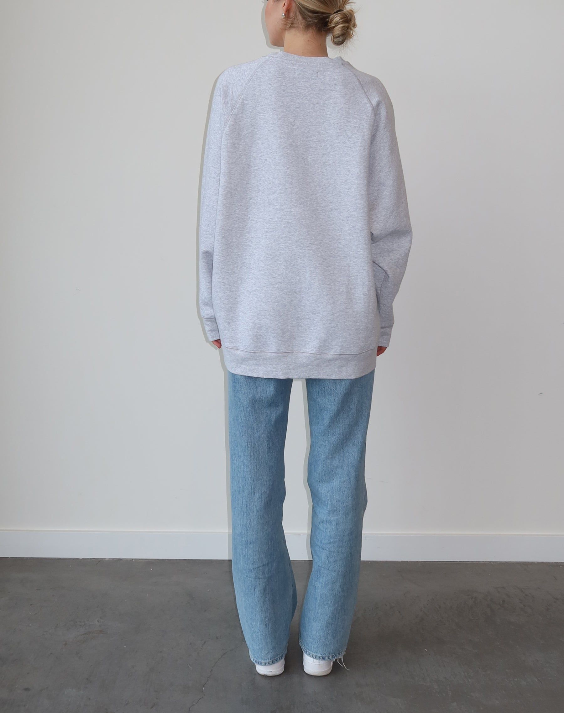 The "BLONDE" Not Your Boyfriend's Varsity Crew Neck Sweatshirt | Pebble Grey & Baby Pink sold by Brunette The Label product image thumbnail 5