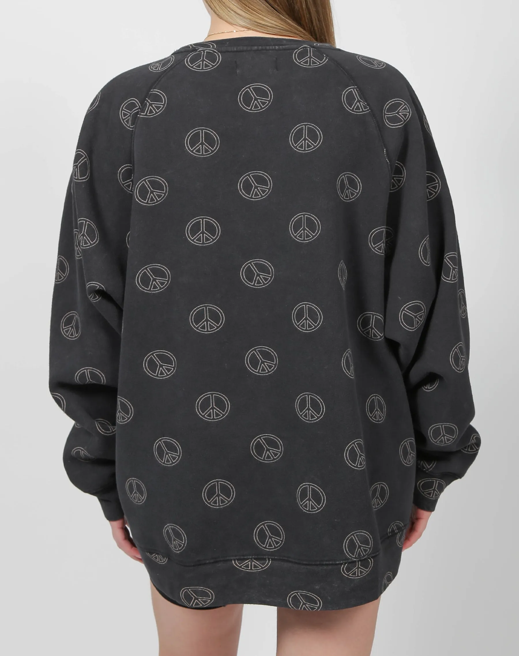 The "ALL OVER PEACE SIGN" Not Your Boyfriend's Crew Neck Sweatshirt | Washed Black sold by Brunette The Label product image thumbnail 3