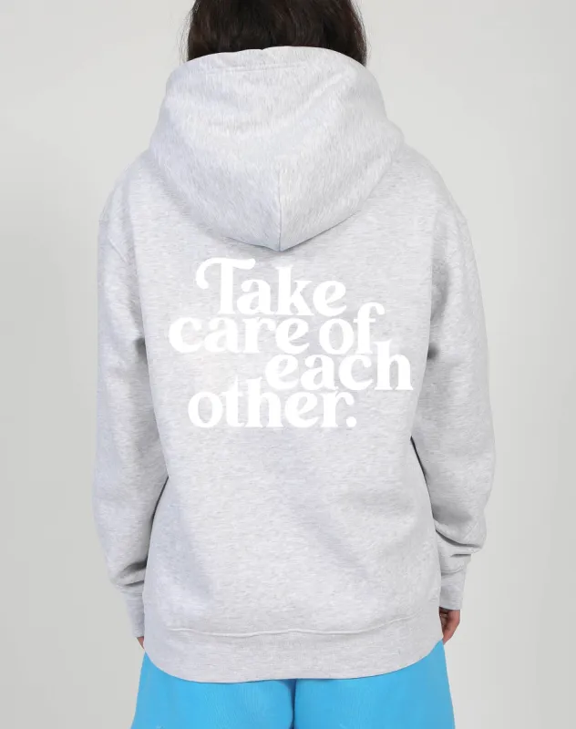 The "TAKE CARE OF EACH OTHER" Classic Hoodie | Pebble Grey sold by Brunette The Label