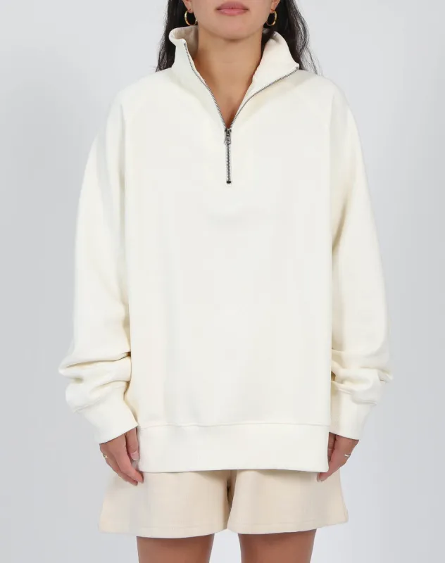 The Not Your Boyfriend Half Zip Sweatshirt | Almond Milk sold by Brunette The Label