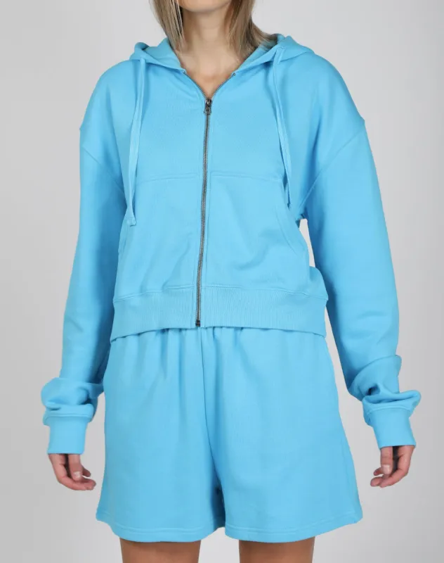 The Mid Sister Full Zip Hoodie | Mediterranean Blue made by Brunette The Label