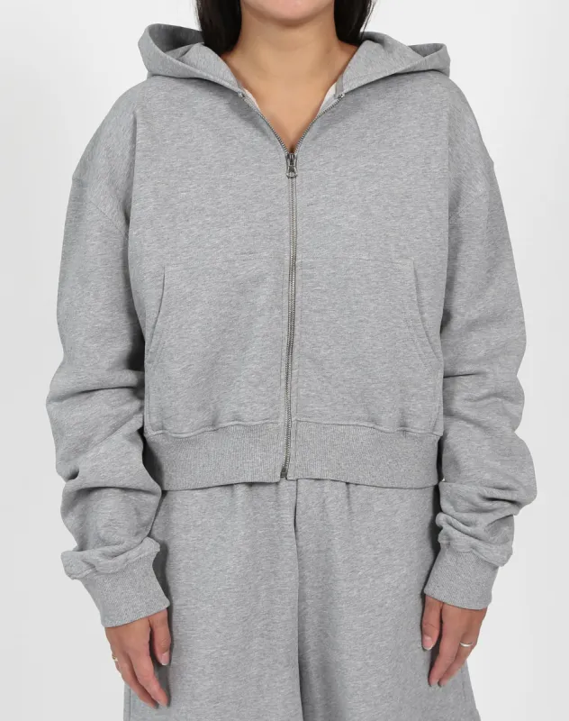 The Mid Sister Full Zip Hoodie | Classic Grey sold by Brunette The Label