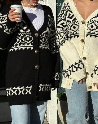 Fair Isle Knit Cardigan in Black | Holt Renfrew Pop Up sold by Brunette The Label