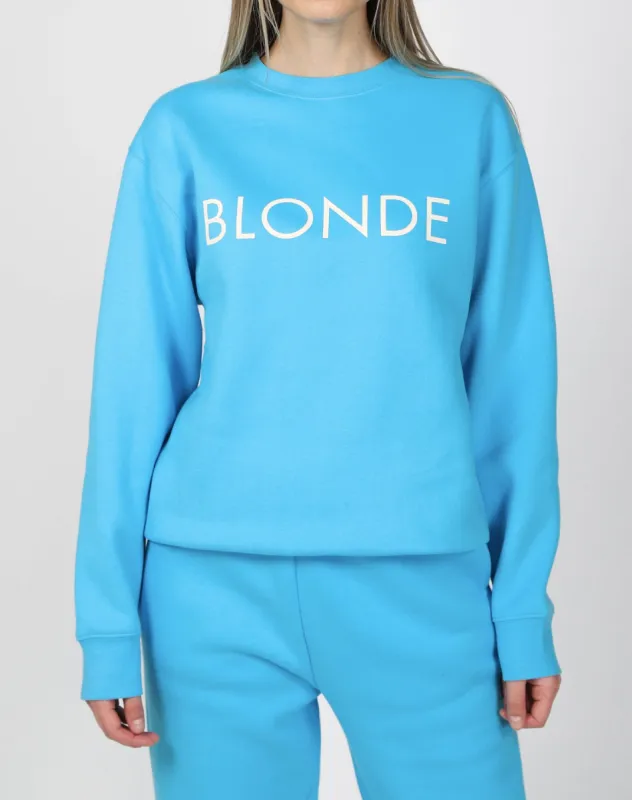 The "BLONDE" Classic Crew Neck Sweatshirt | Mediterranean Blue sold by Brunette The Label
