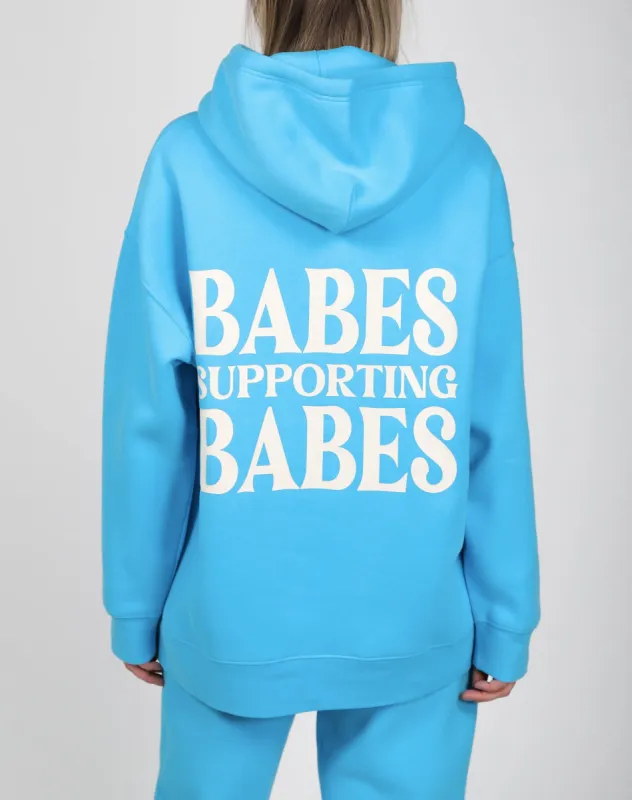 The "BABES SUPPORTING BABES" Big Sister Hoodie | Mediterranean Blue sold by Brunette The Label