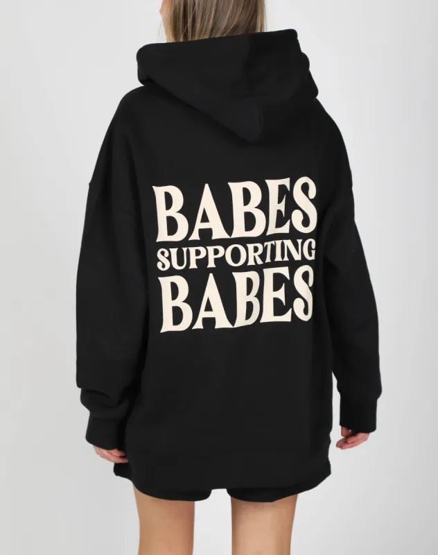 The "BABES SUPPORTING BABES" Big Sister Hoodie | True Black sold by Brunette The Label