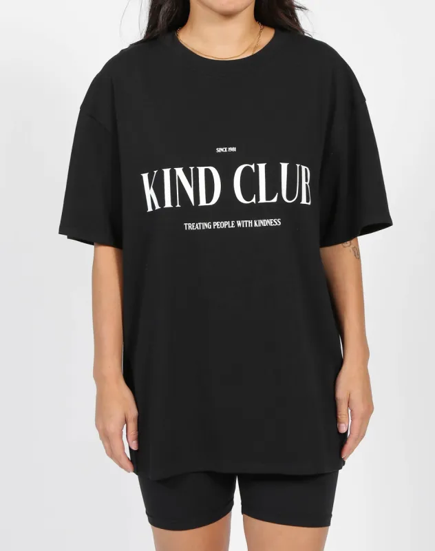 The "KIND CLUB" Oversized Boxy Tee | Black sold by Brunette The Label