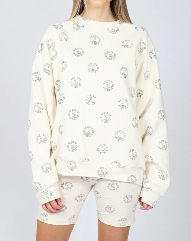 The "PEACE SIGN" Not Your Boyfriend's Crew Neck Sweatshirt | Almond Milk sold by Brunette The Label