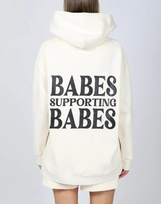 The "BABES SUPPORTING BABES" Big Sister Hoodie | Almond Milk sold by Brunette The Label