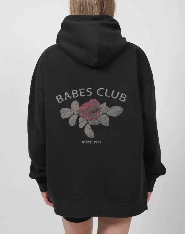 The "BABES CLUB" Big Sister Hoodie | Washed Black sold by Brunette The Label