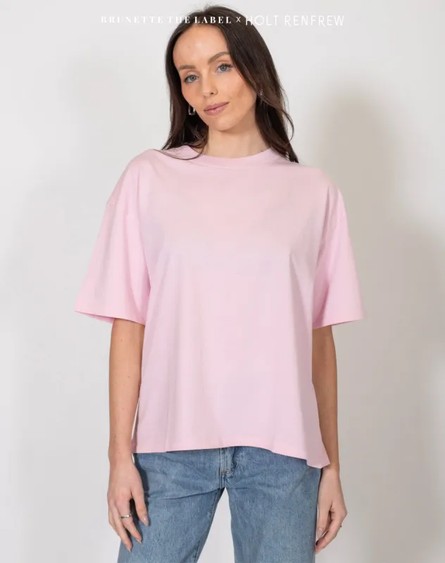 Boxy Crew Neck Tee in Bubble Gum | Holt Renfrew Pop Up sold by Brunette The Label