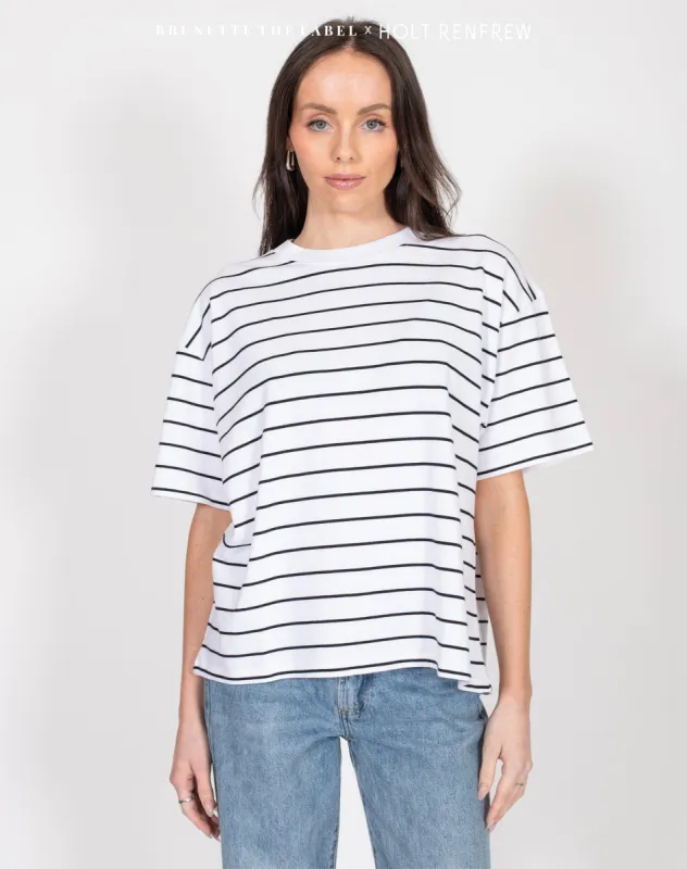 Boxy Crew Neck Tee in Black Stripe | Holt Renfrew Pop Up sold by Brunette The Label