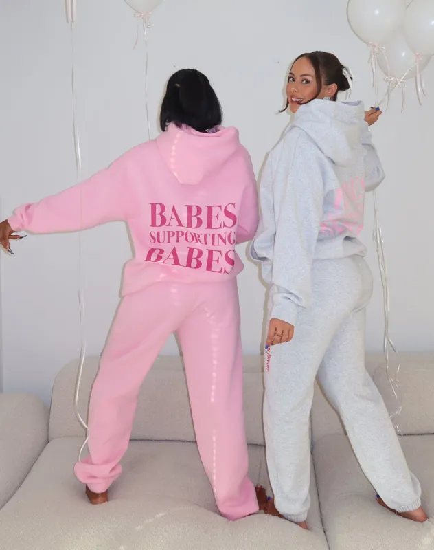 The "BABES SUPPORTING BABES" Big Sister Hoodie | Baby Pink & Hot Pink sold by Brunette The Label