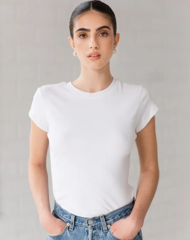 Ribbed Tee | White sold by Brunette The Label