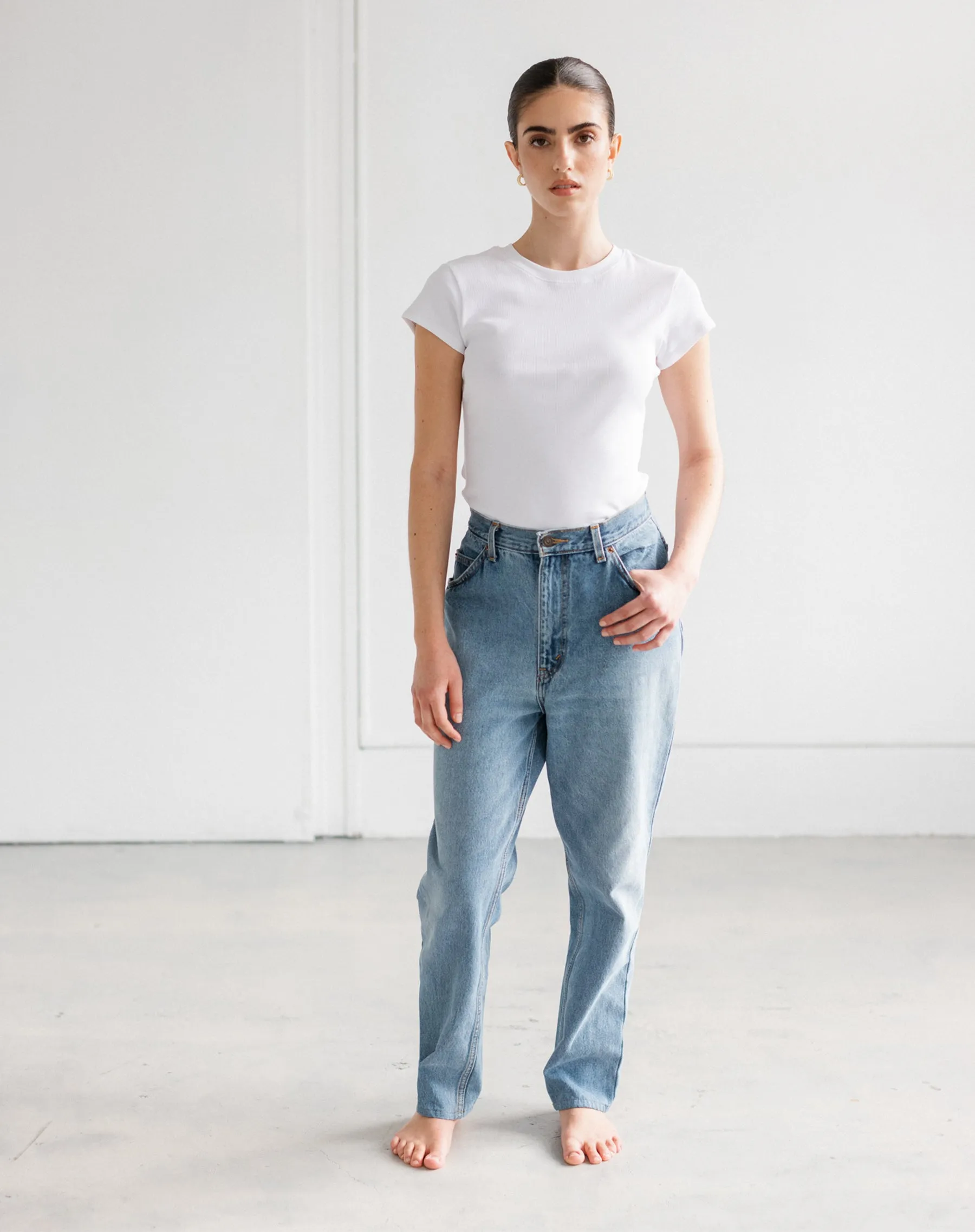 Ribbed Tee | White sold by Brunette The Label product image thumbnail 3