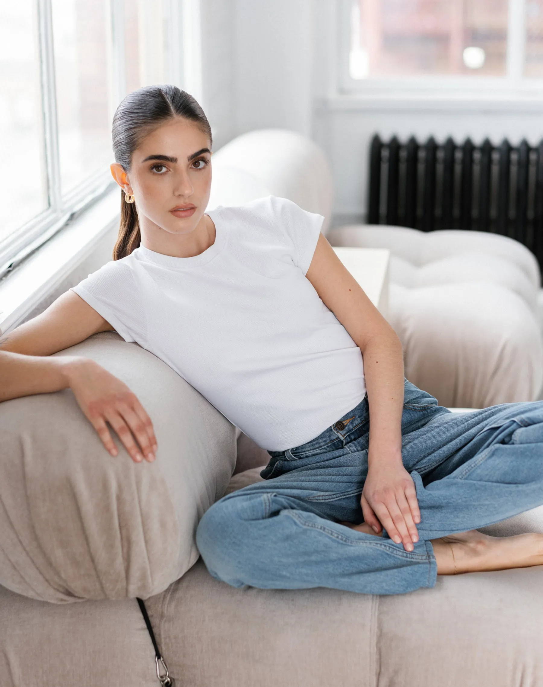 Ribbed Tee | White sold by Brunette The Label product image thumbnail 2