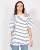 The Oversized Boxy Crew Neck Tee | White & Black Stripe sold by Brunette The Label