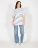 The Oversized Boxy Crew Neck Tee | White & Black Stripe sold by Brunette The Label