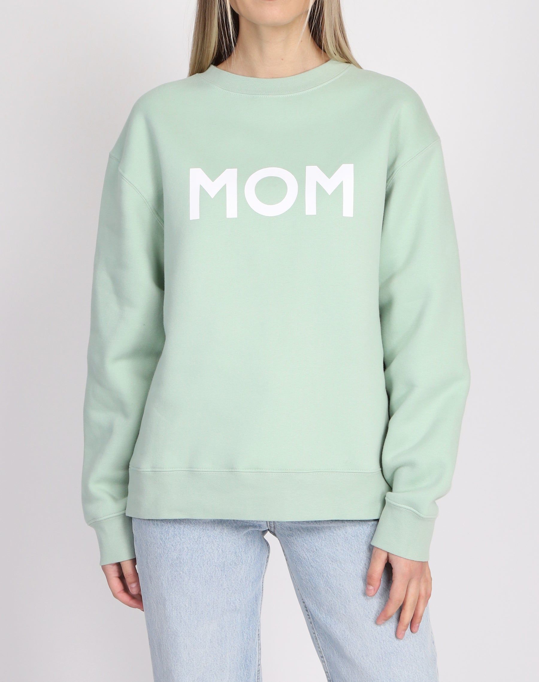 The "MOM" Classic Crew Neck Sweatshirt | Sage sold by Brunette The Label product image thumbnail 2
