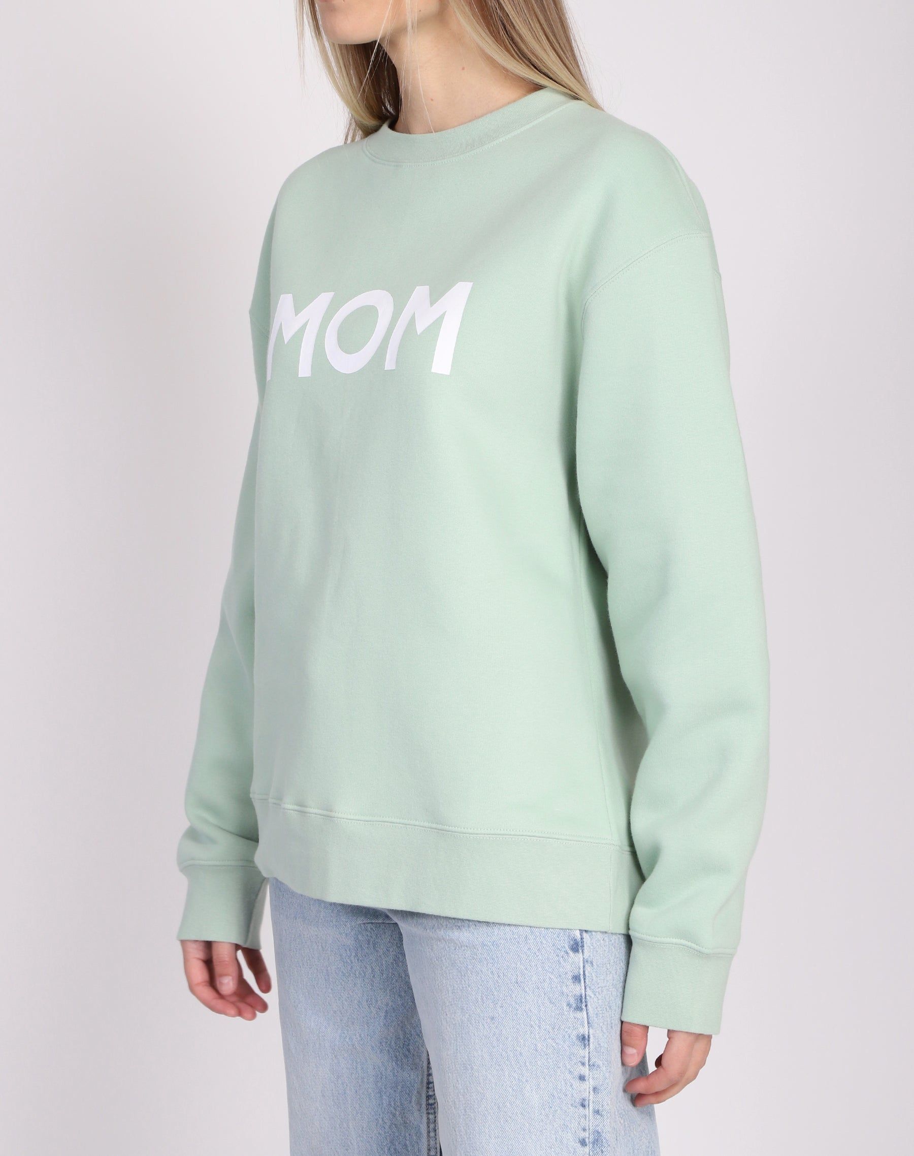 The "MOM" Classic Crew Neck Sweatshirt | Sage sold by Brunette The Label product image thumbnail 5