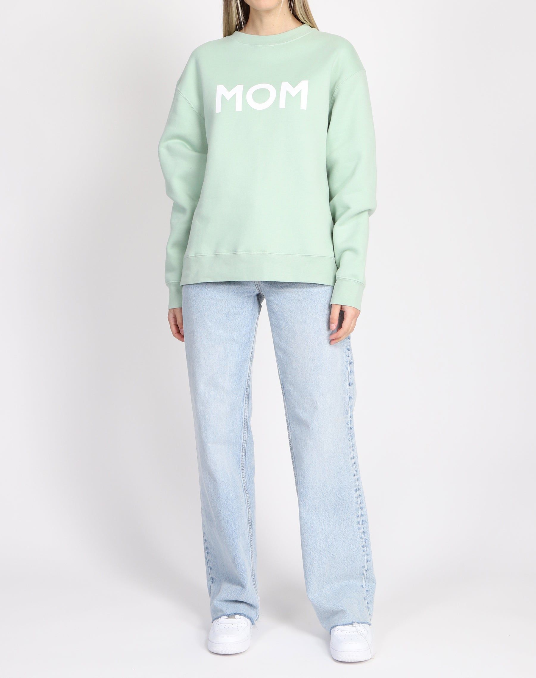 The "MOM" Classic Crew Neck Sweatshirt | Sage sold by Brunette The Label product image thumbnail 4