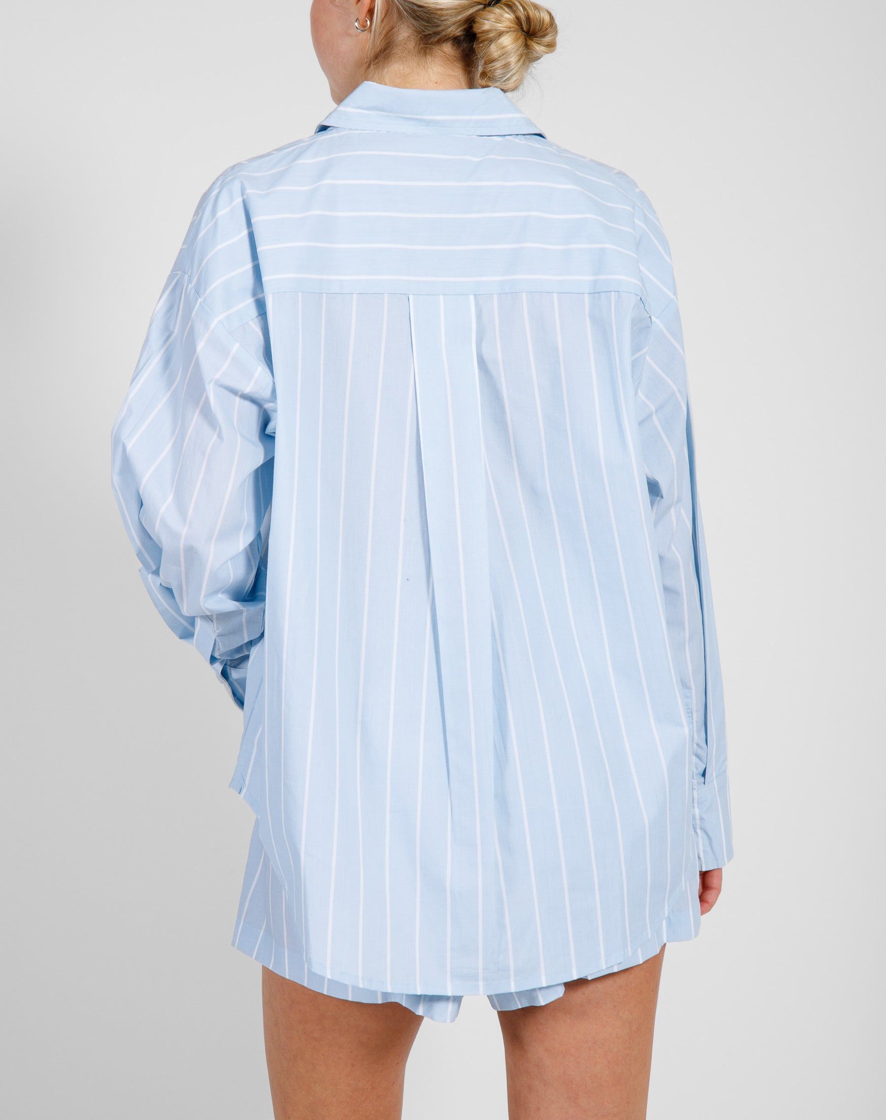The Striped Button Up Shirt | Baby Blue & White sold by Brunette The Label product image thumbnail 4