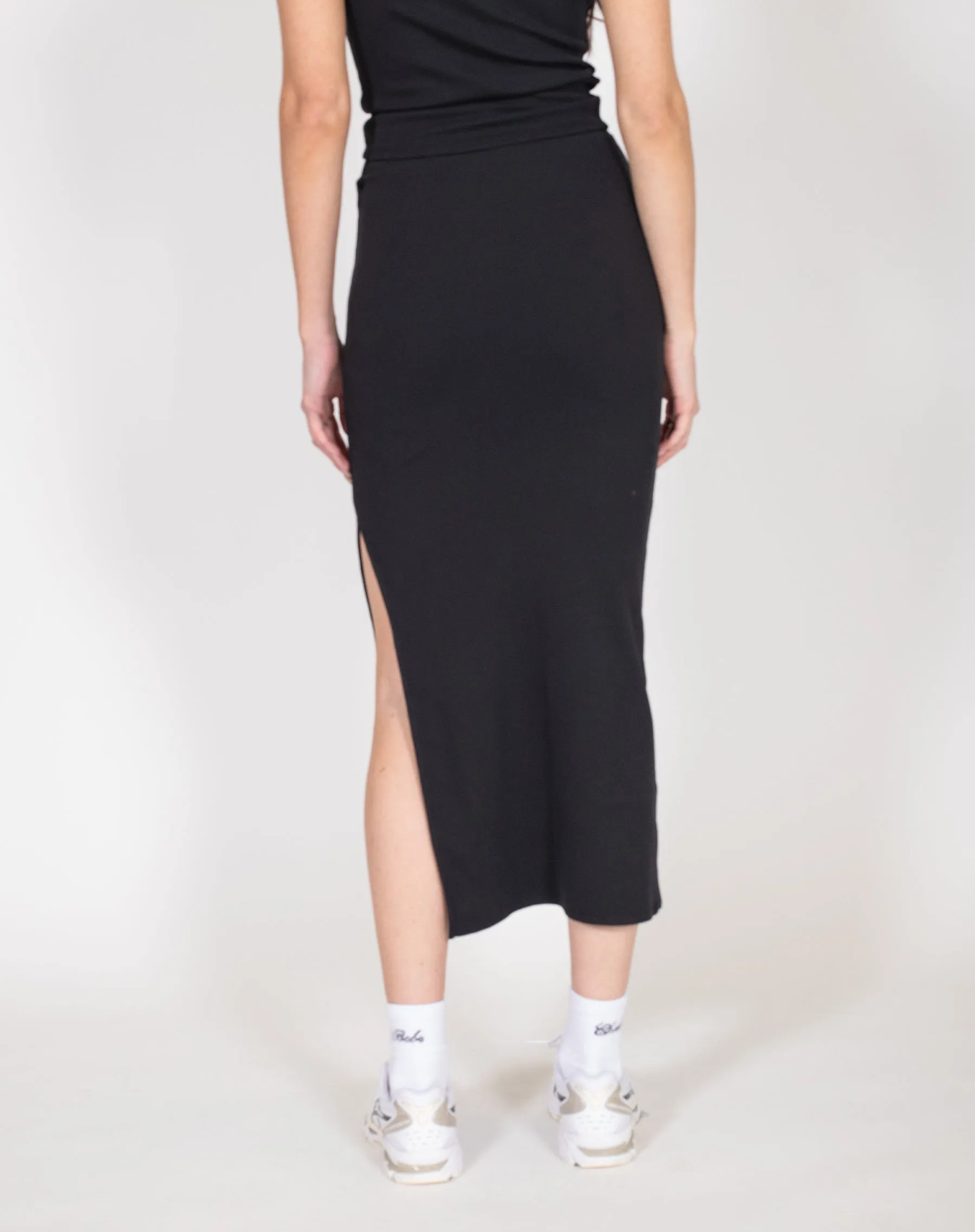 Ribbed Fitted Maxi Skirt | Black sold by Brunette The Label product image thumbnail 3