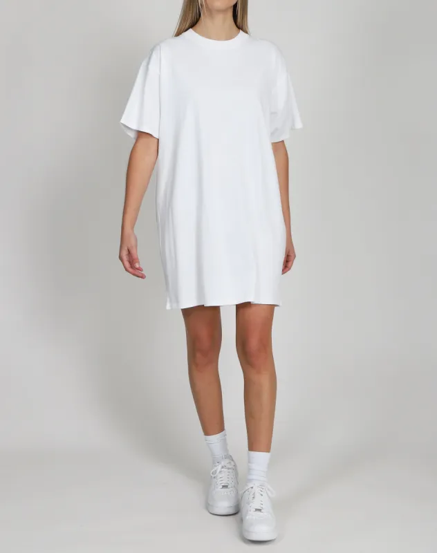 Oversized Boxy Tee Dress | White sold by Brunette The Label