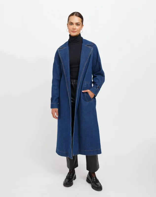 Caitlin Denim Trench Coat sold by Brunette The Label