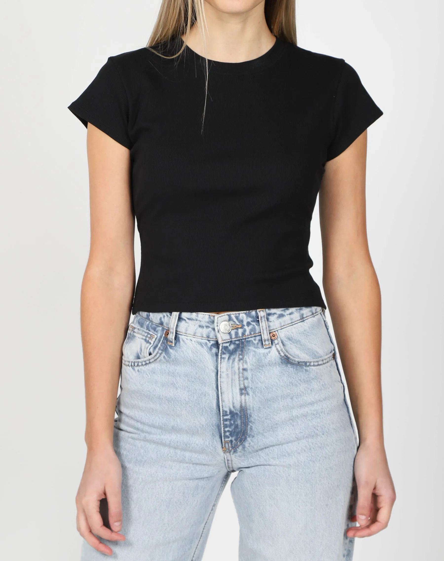 Cropped Ribbed Tee sold by Brunette The Label product image thumbnail 4